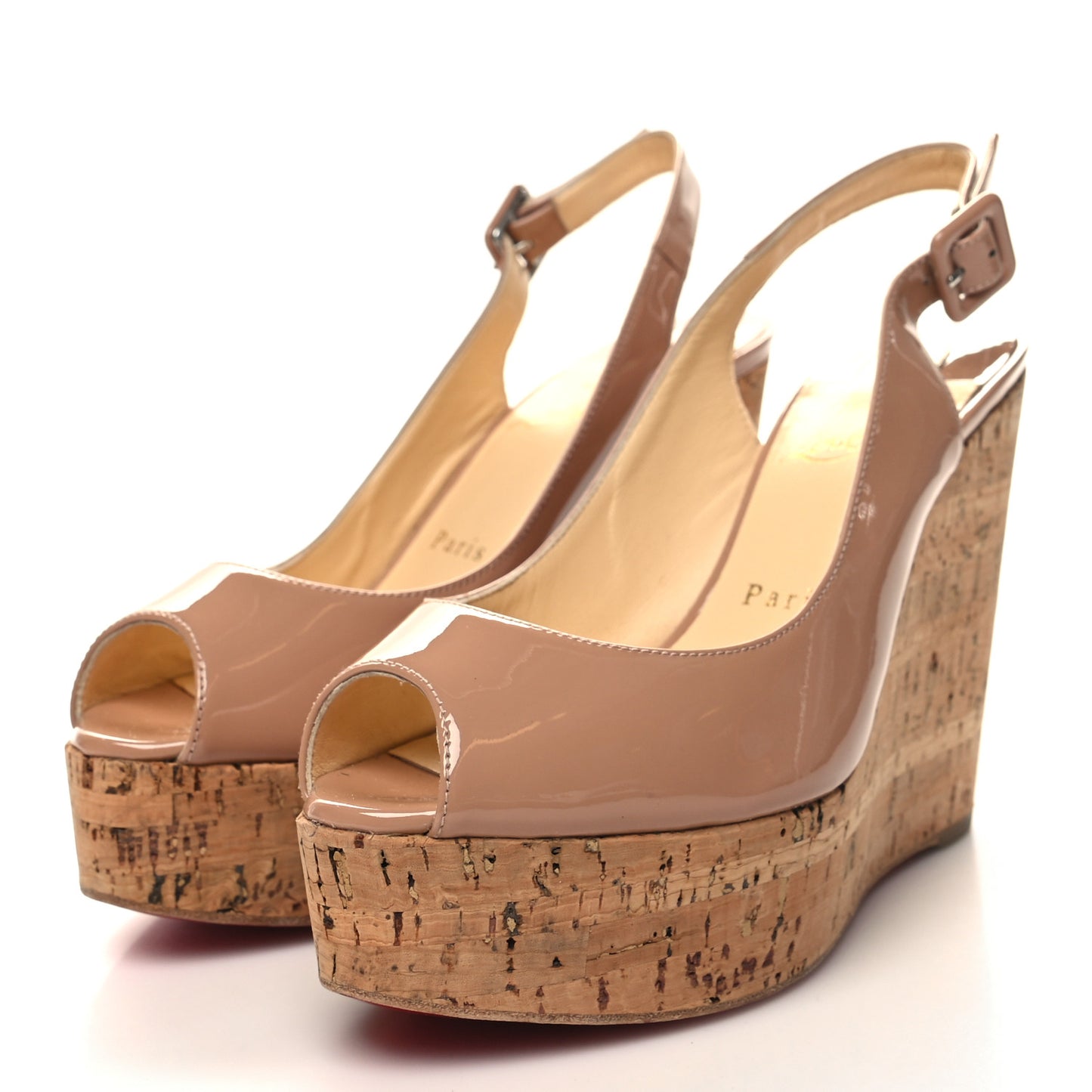 Patent Cork Une Plume Sling 120 Wedges 37 Nude