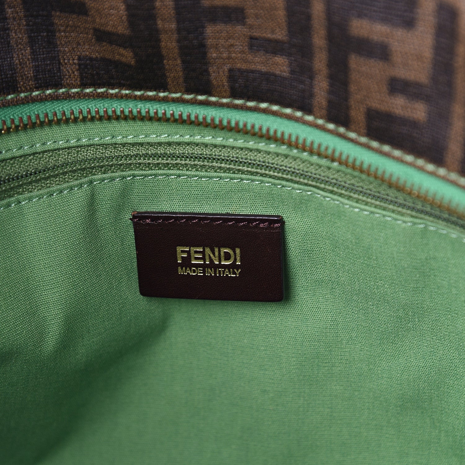 Fendi Zucca Spalmati Perforated Medium Roll Tote Tobacco Verde Pisel 5 of 9