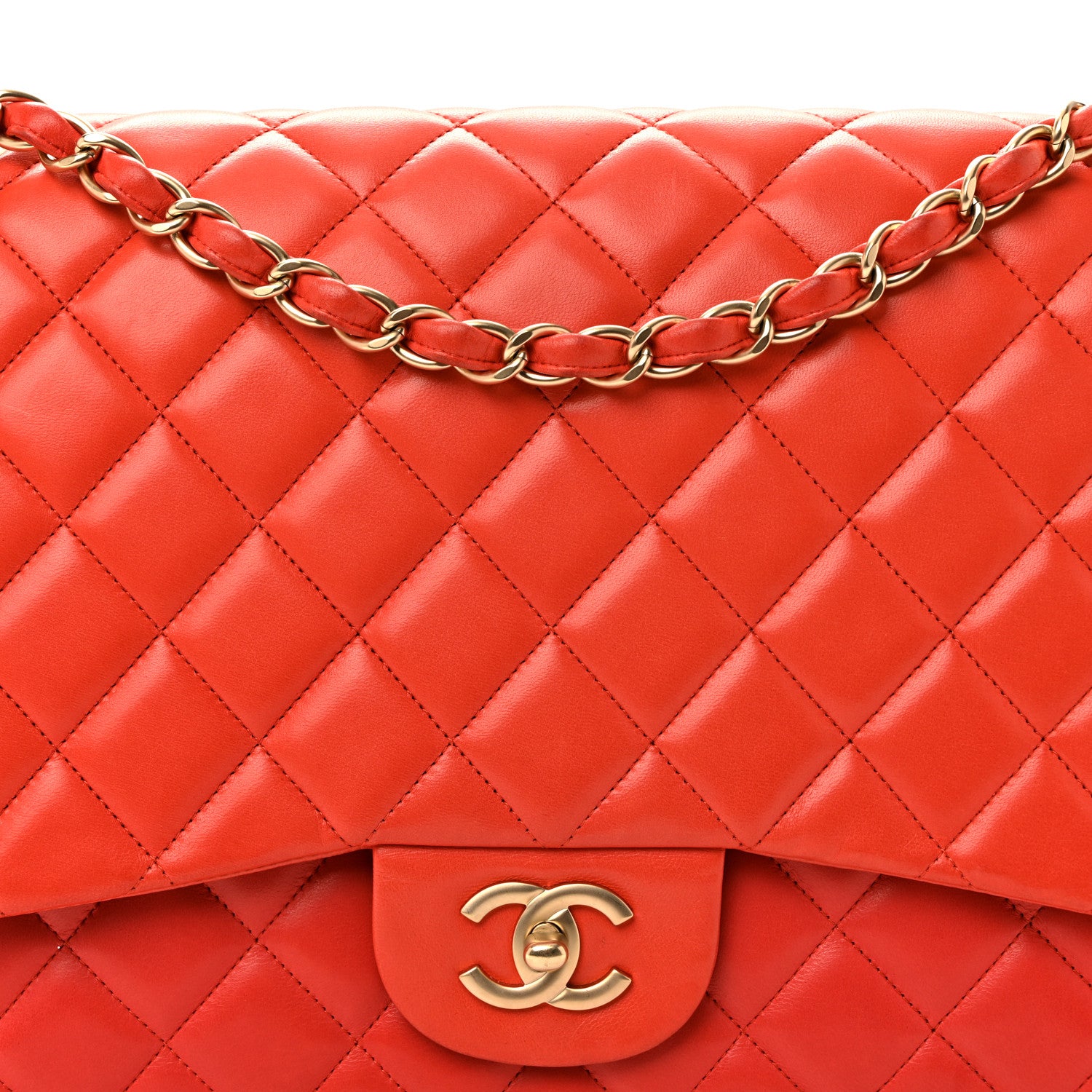 Chanel Lambskin Quilted Maxi Single Flap Red 8 of 15