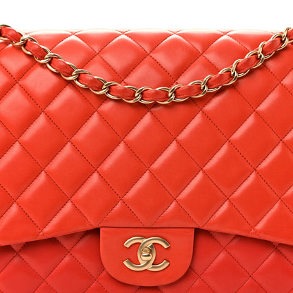 Chanel Lambskin Quilted Maxi Single Flap Red 8 of 15