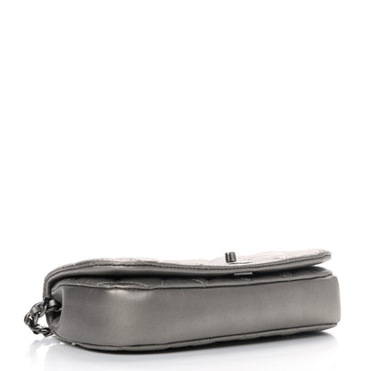Chanel Metallic Calfskin Quilted Flap Clutch With Chain Ruthenium 3 of 4