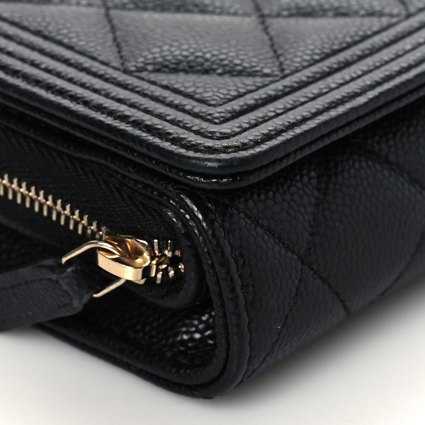 Caviar Quilted Boy Wallet On Chain WOC Black