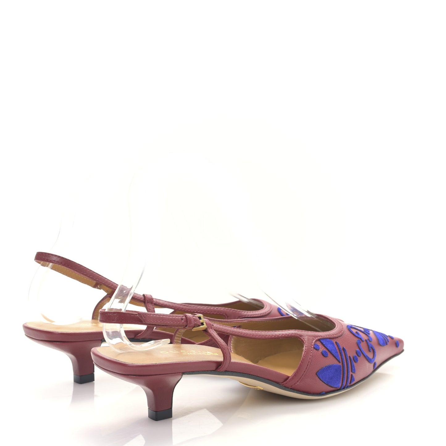 X ADIDAS Nappa Monogram Jumbo GG Trefoil Slingback Sandals 37.5 New Cherry Red Blue