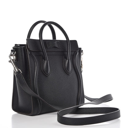 Celine Drummed Calfskin Nano Luggage Black 4 of 9