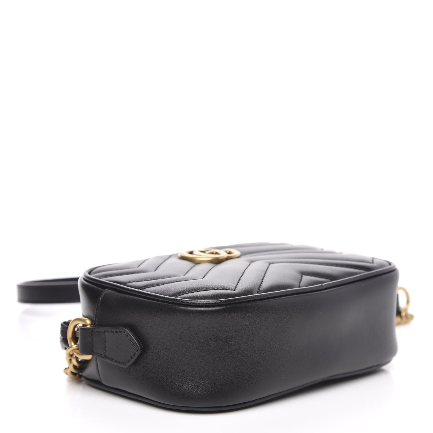 Gucci Calfskin Matelasse Mini GG Marmont Chain Shoulder Bag Black 4 of 11