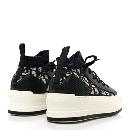 Christian Dior Technical Knit Calfskin Oblique Womens Walk'n Dior Mid Top Sneakers 38.5 Deep Blue 4 of 8
