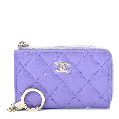 Chanel Caviar Quilted Zipped Key Holder Case Purple 1 of 8