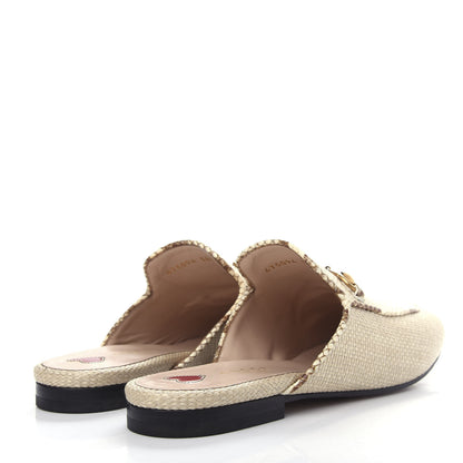 Gucci Straw Elaphe Womens Princetown Slippers 38.5 Natural Cream Brown 4 of 11