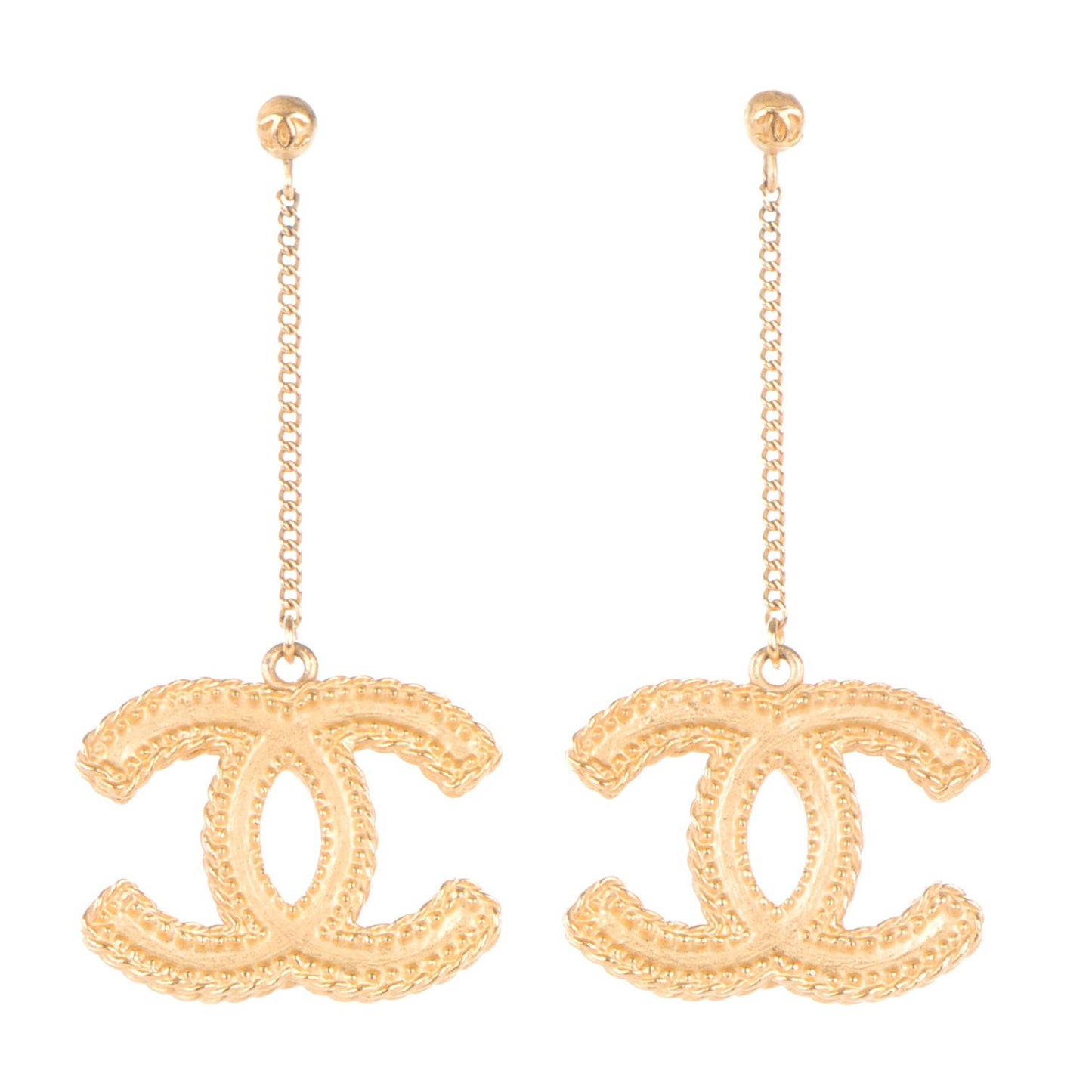 CC Drop Earrings Matte Gold