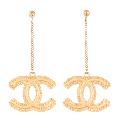 Chanel CC Drop Earrings Matte Gold 1 of 5