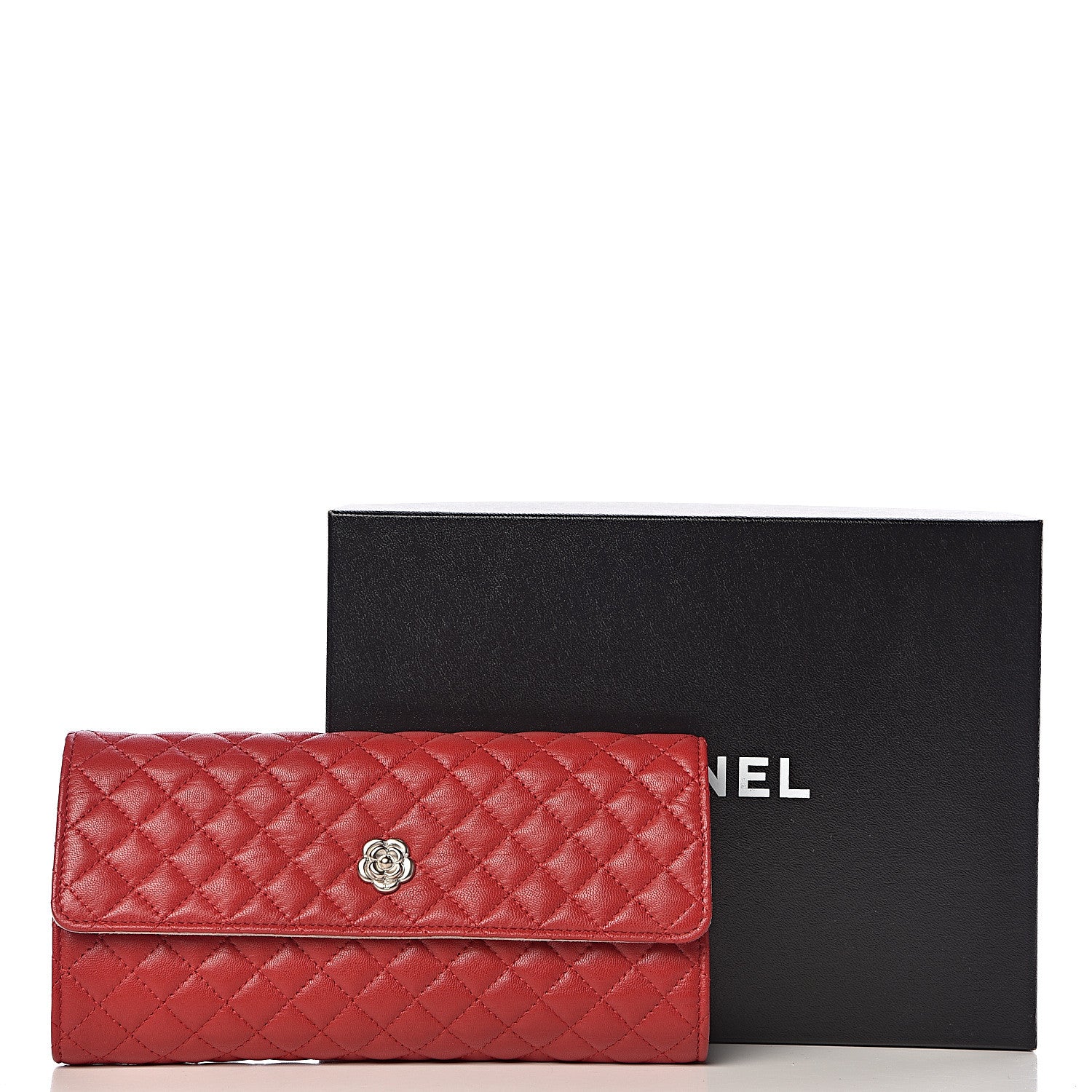 Chanel Lambskin Quilted Camellia Tri Fold Jewelry Case Red 9 of 9
