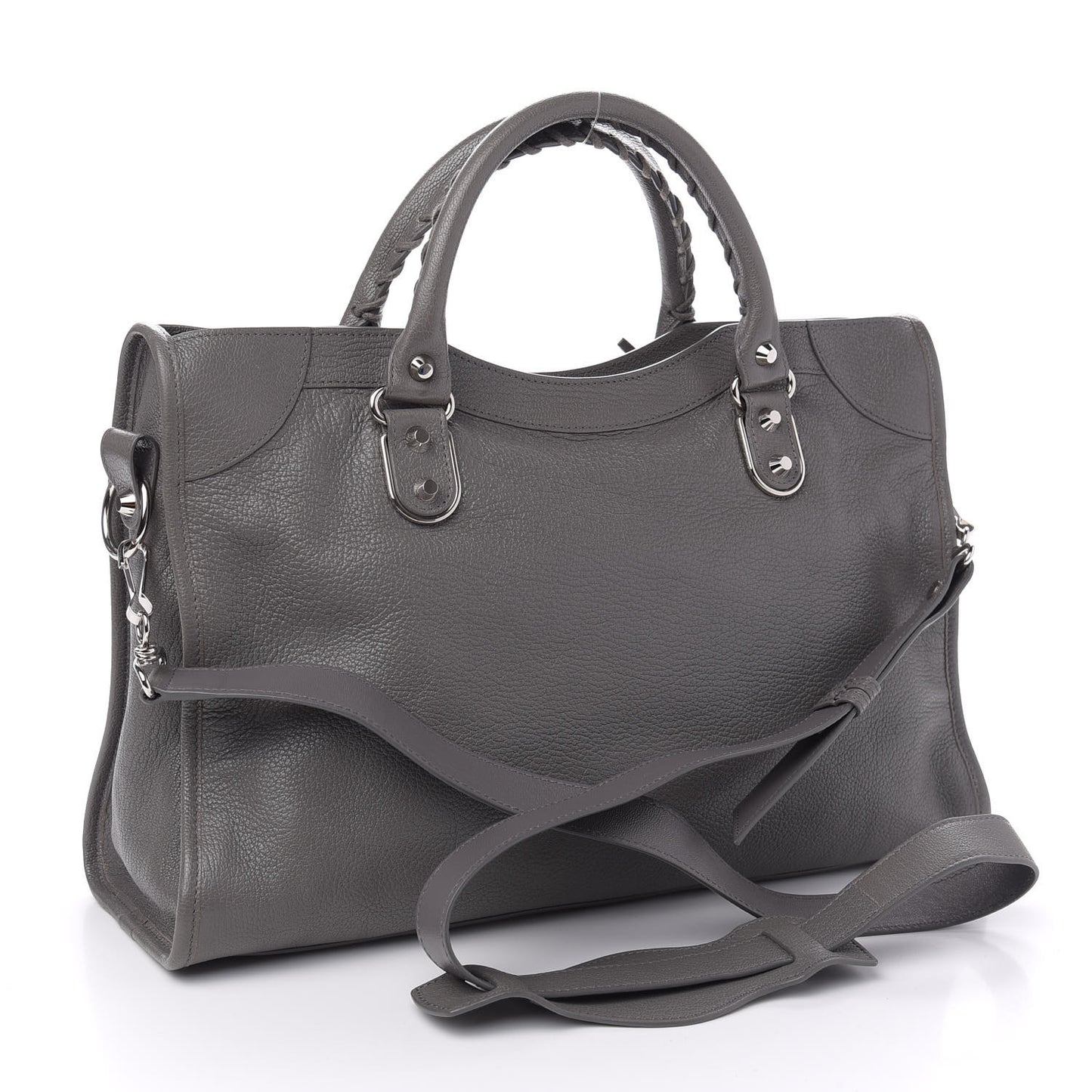 Chevre Silver Metallic Edge Hardware City Gris Acier