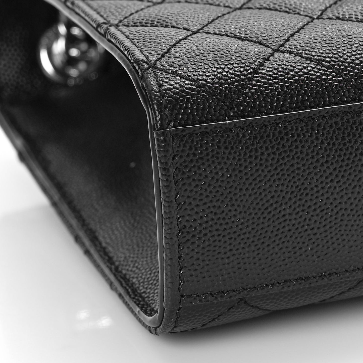Grain De Poudre Textured Mixed Matelasse Triquilt Medium Monogram Satchel Black
