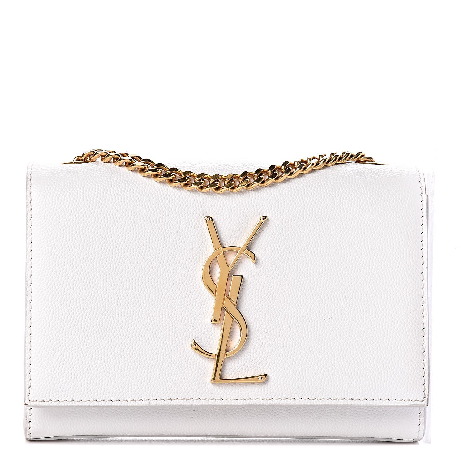 Saint Laurent Grain De Poudre Small Monogram Kate Satchel Optical White 1 of 11