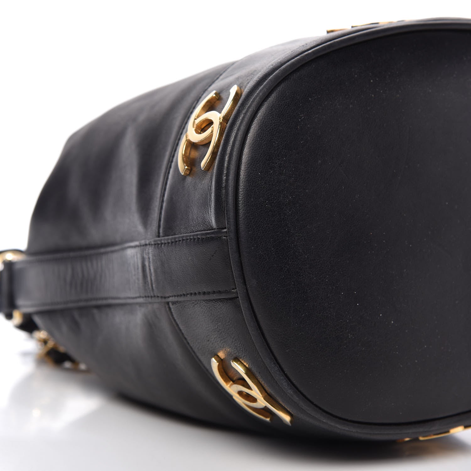 Chanel Lambskin Drawstring Bucket Bag Black 6 of 10