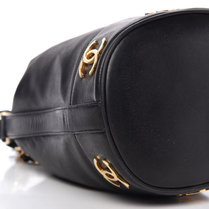 Chanel Lambskin Drawstring Bucket Bag Black 6 of 10