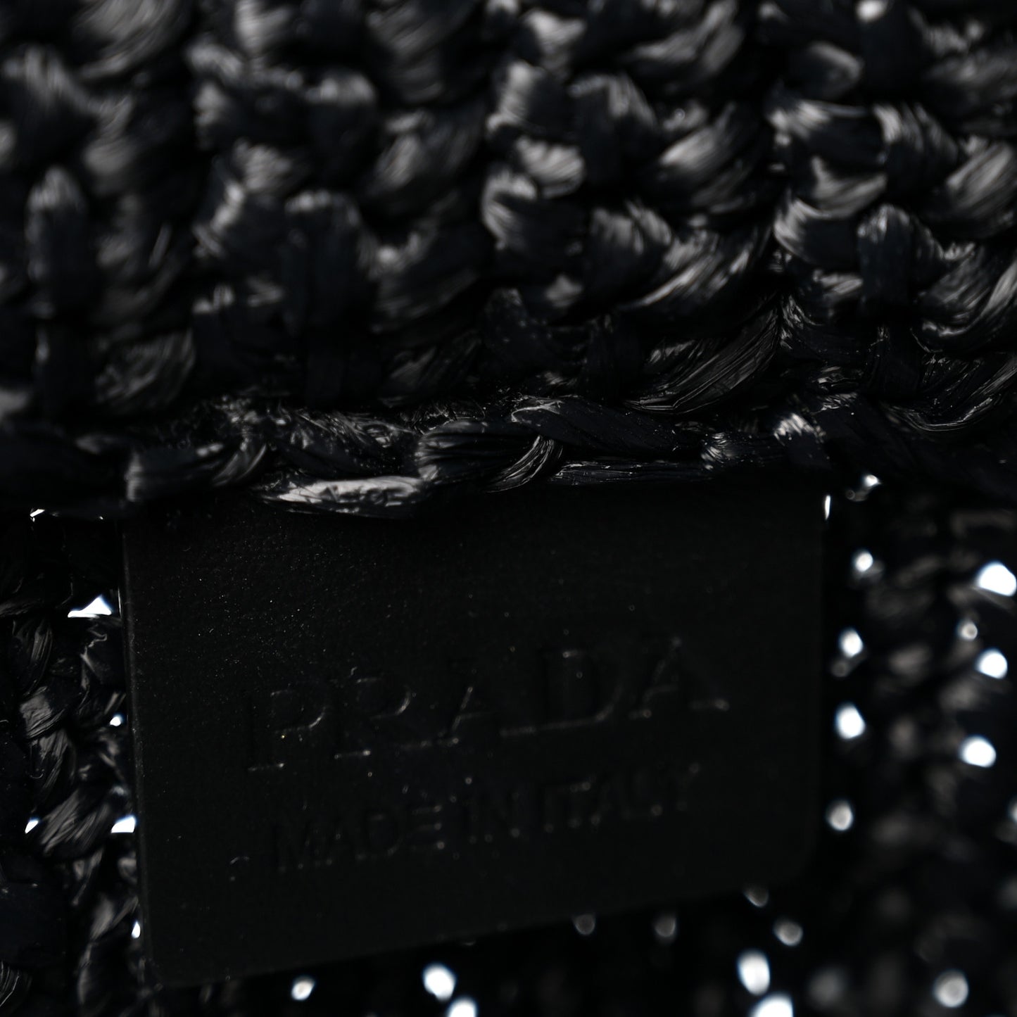 Yarn Raffia Effect Crochet Small Logo Tote Black