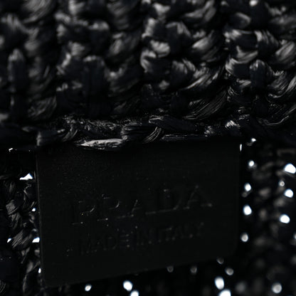 Prada Yarn Raffia Effect Crochet Small Logo Tote Black 6 of 9