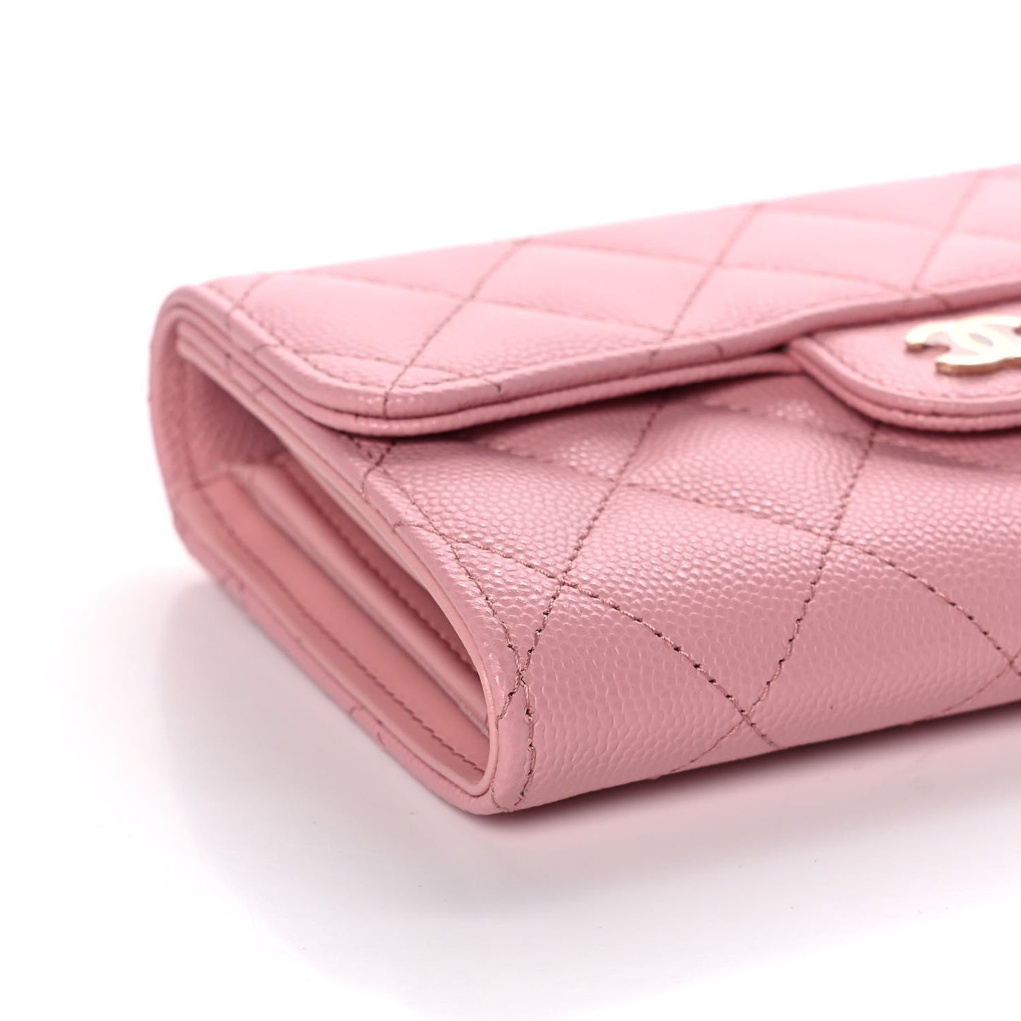 Caviar Quilted Medium Flap Wallet Pink