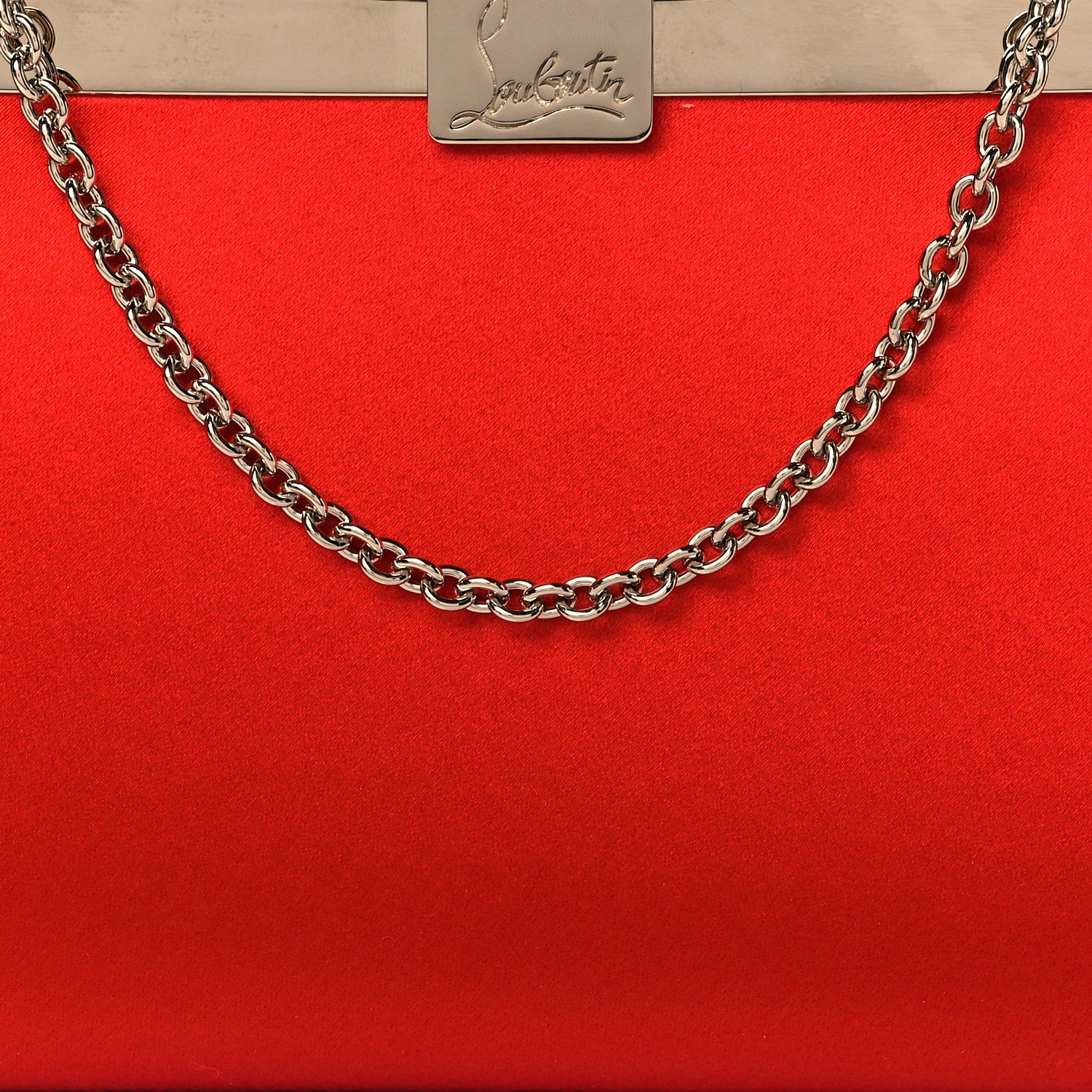 Christian Louboutin Satin Palmette Clutch Red 7 of 9