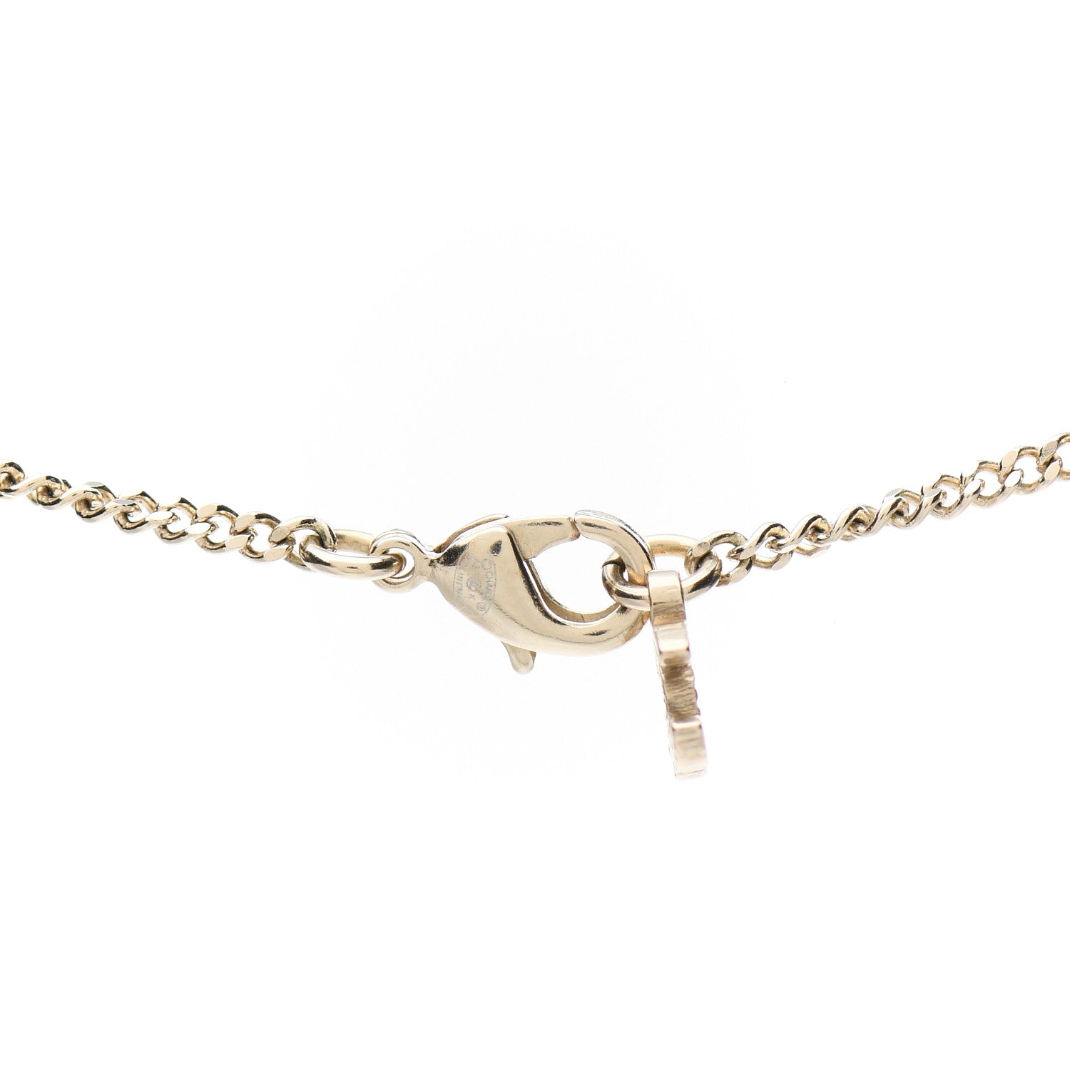 Chanel Crystal Pearl CC Perfume Bottle Necklace Pearly White Gold 4 of 4