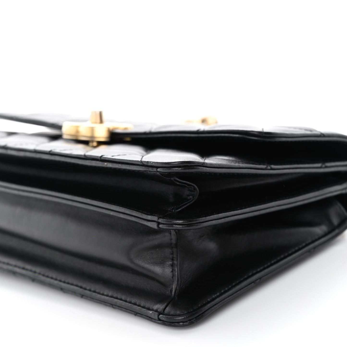 Lambskin Quilted Chain Flap Bag Black