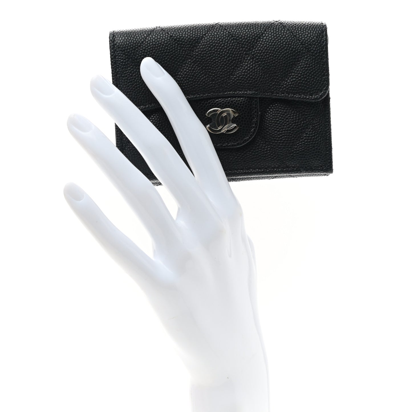 Caviar Quilted Double Flap Wallet Black