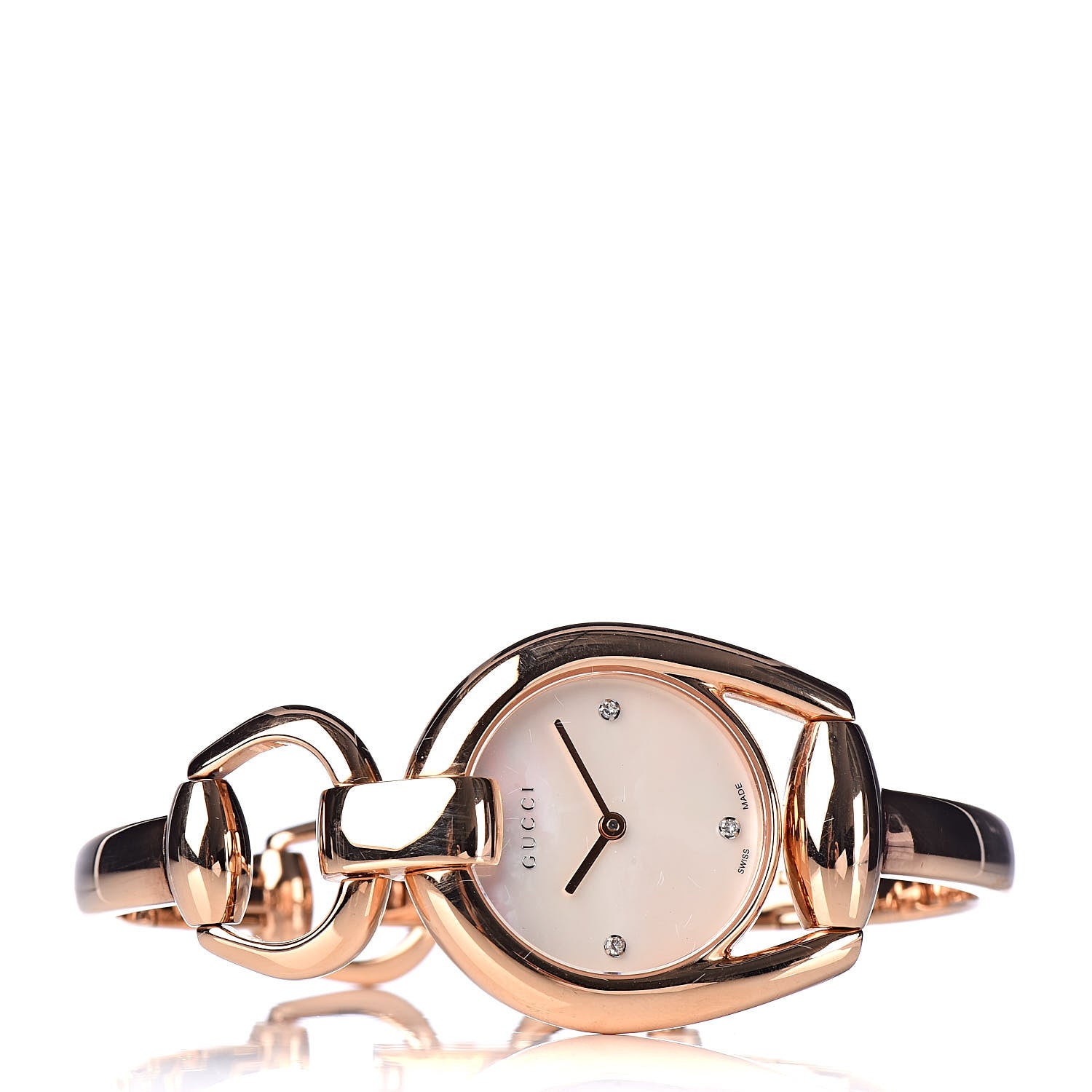 Gucci Stainless Steel Diamond Mother of Pearl 28mm Horsebit Quartz Watch 3 of 6