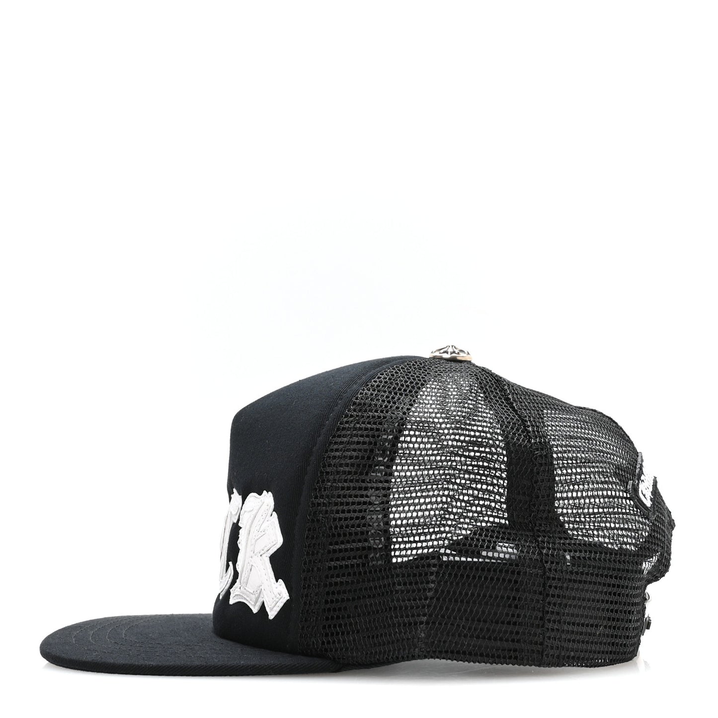 Cotton Mesh Lambskin FCK Trucker Hat Black White