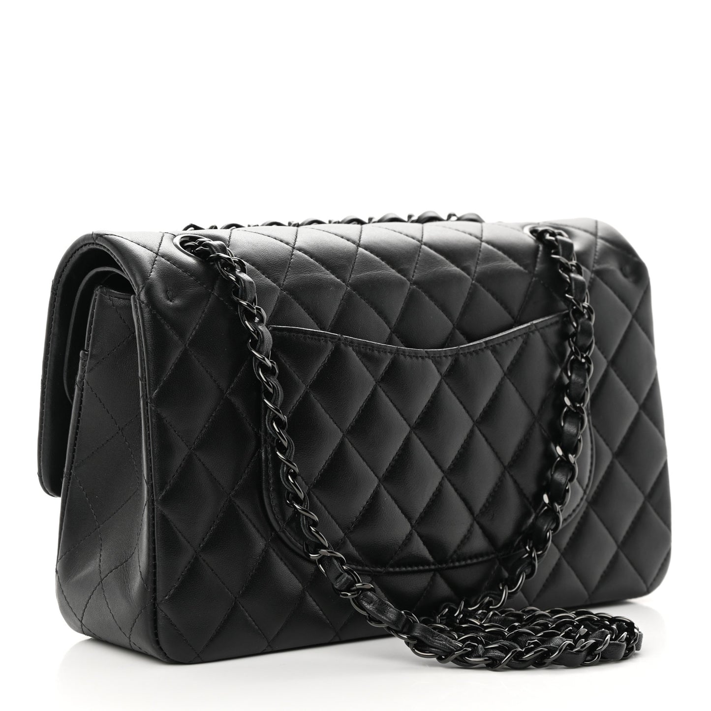Lambskin Quilted Medium Double Flap So Black