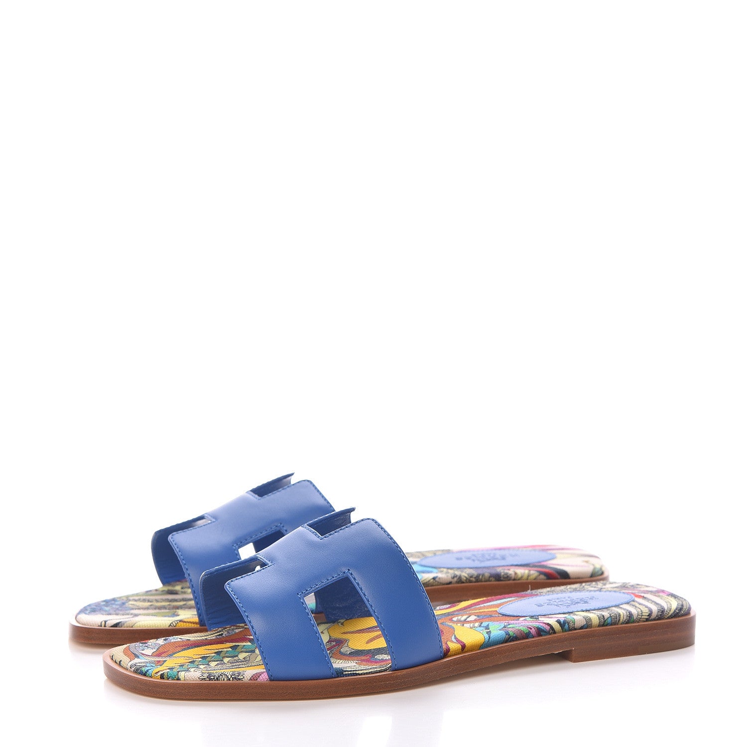 Hermes Calfskin Oran Sandals 37 Bleu Zanzibar 3 of 8