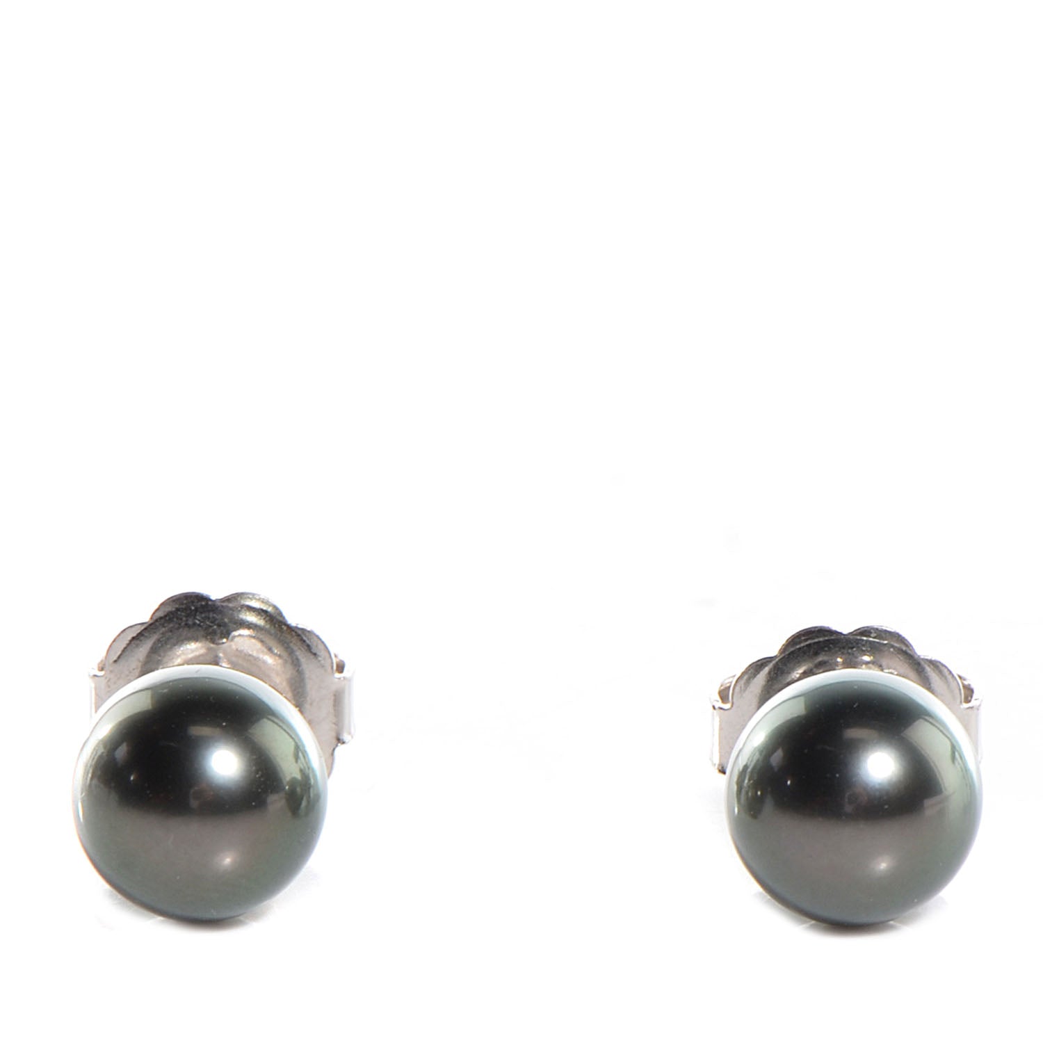 Mikimoto 18K White Gold Black South Sea Pearl 9mm Stud Earrings 1 of 4