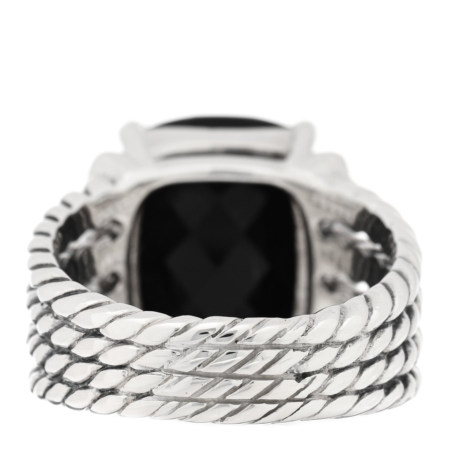 David Yurman Sterling Silver Diamond Black Onyx 16mm Wheaton Ring 54 7 3 of 4