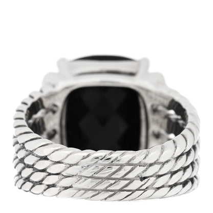 David Yurman Sterling Silver Diamond Black Onyx 16mm Wheaton Ring 54 7 3 of 4