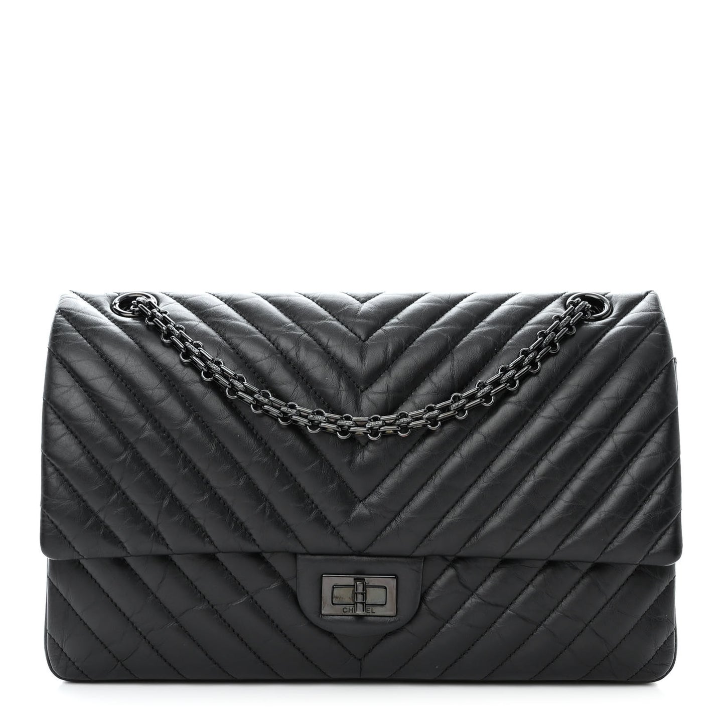 Aged Calfskin Chevron Quilted 2.55 Reissue 226 So Black