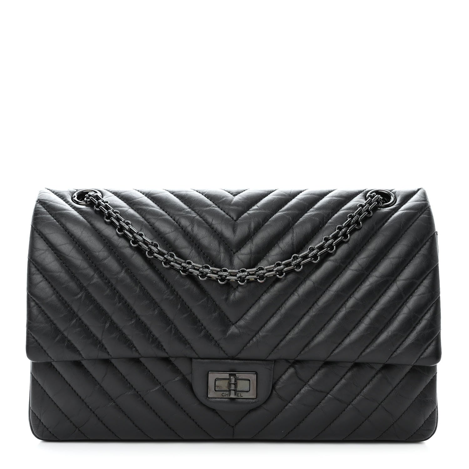 Chanel Aged Calfskin Chevron Quilted 2.55 Reissue 226 So Black 1 of 11