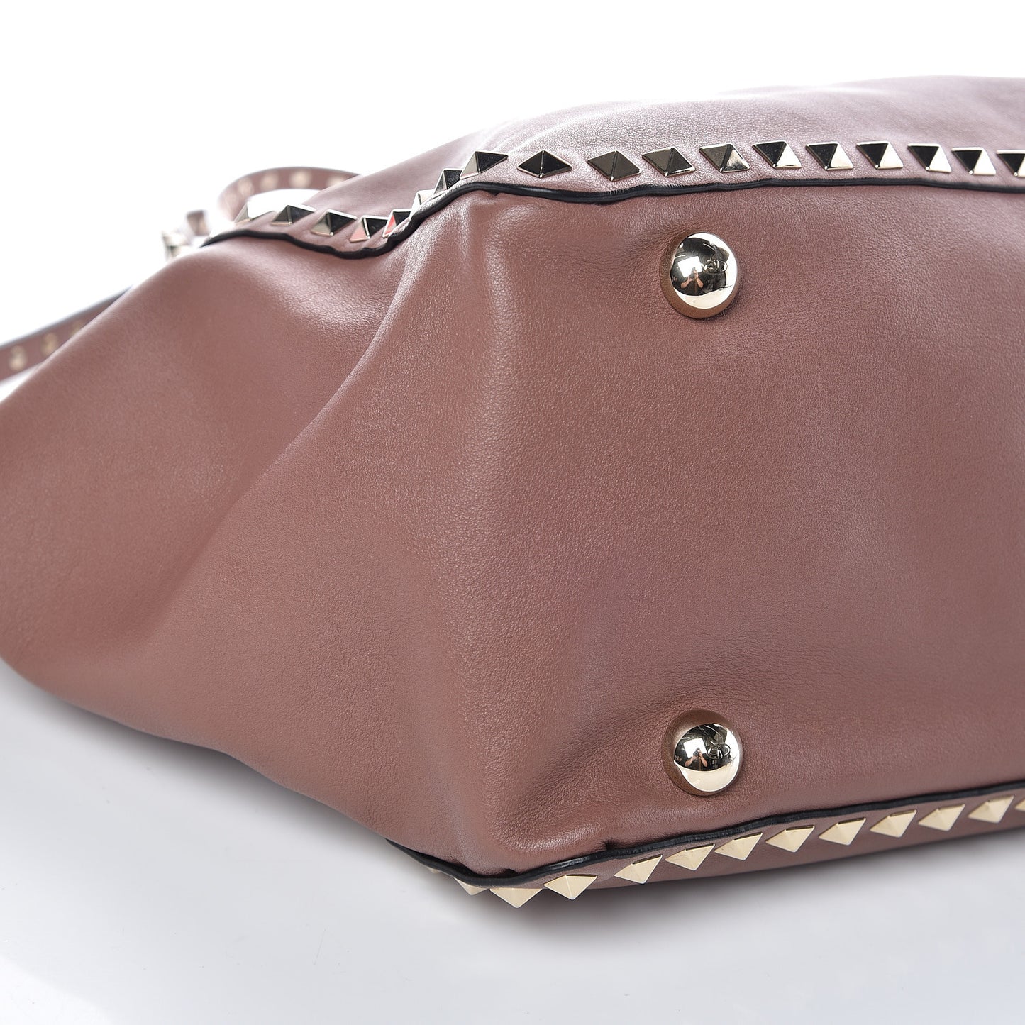 Vitello Medium Rockstud Tote Brownish