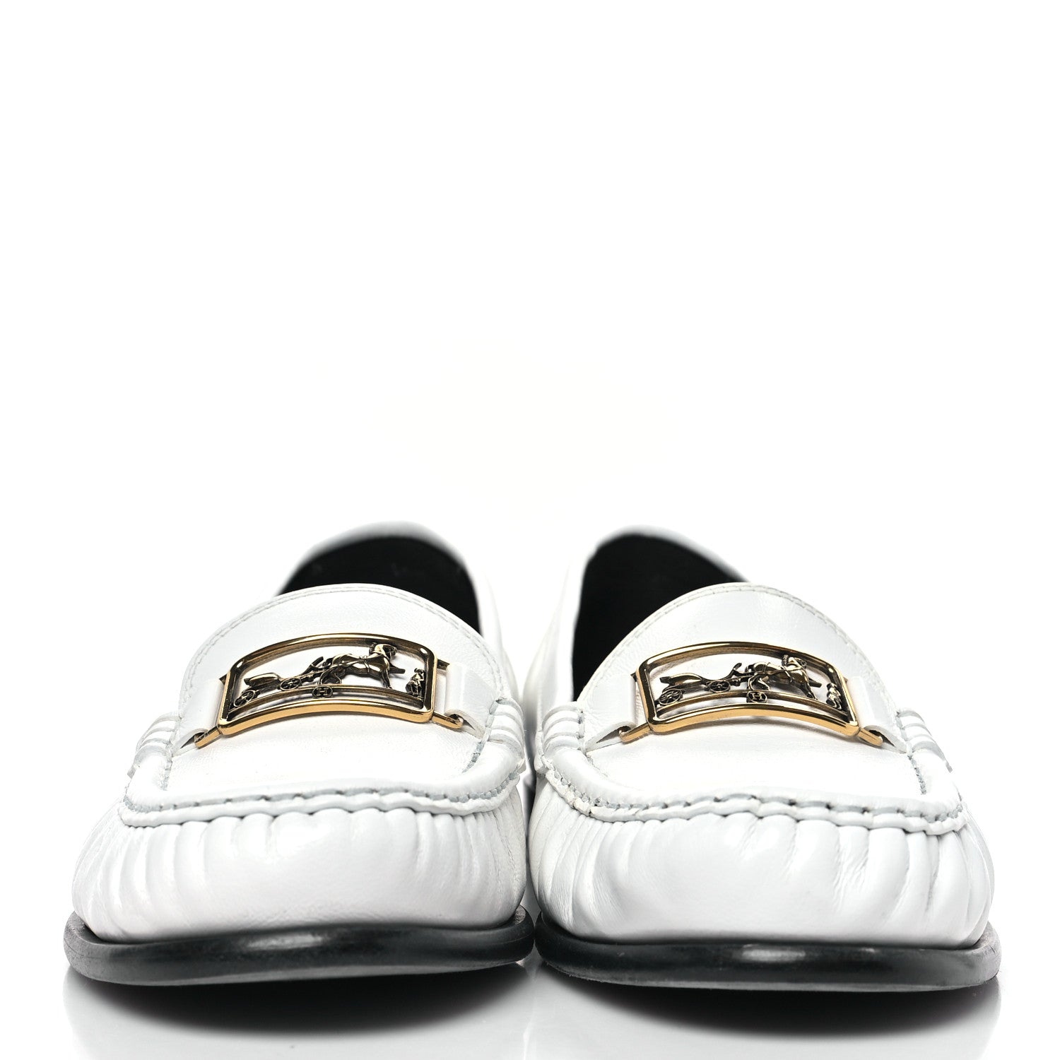 Hermes Glazed Nappa Womens Kessy Loafer 39 White 3 of 8