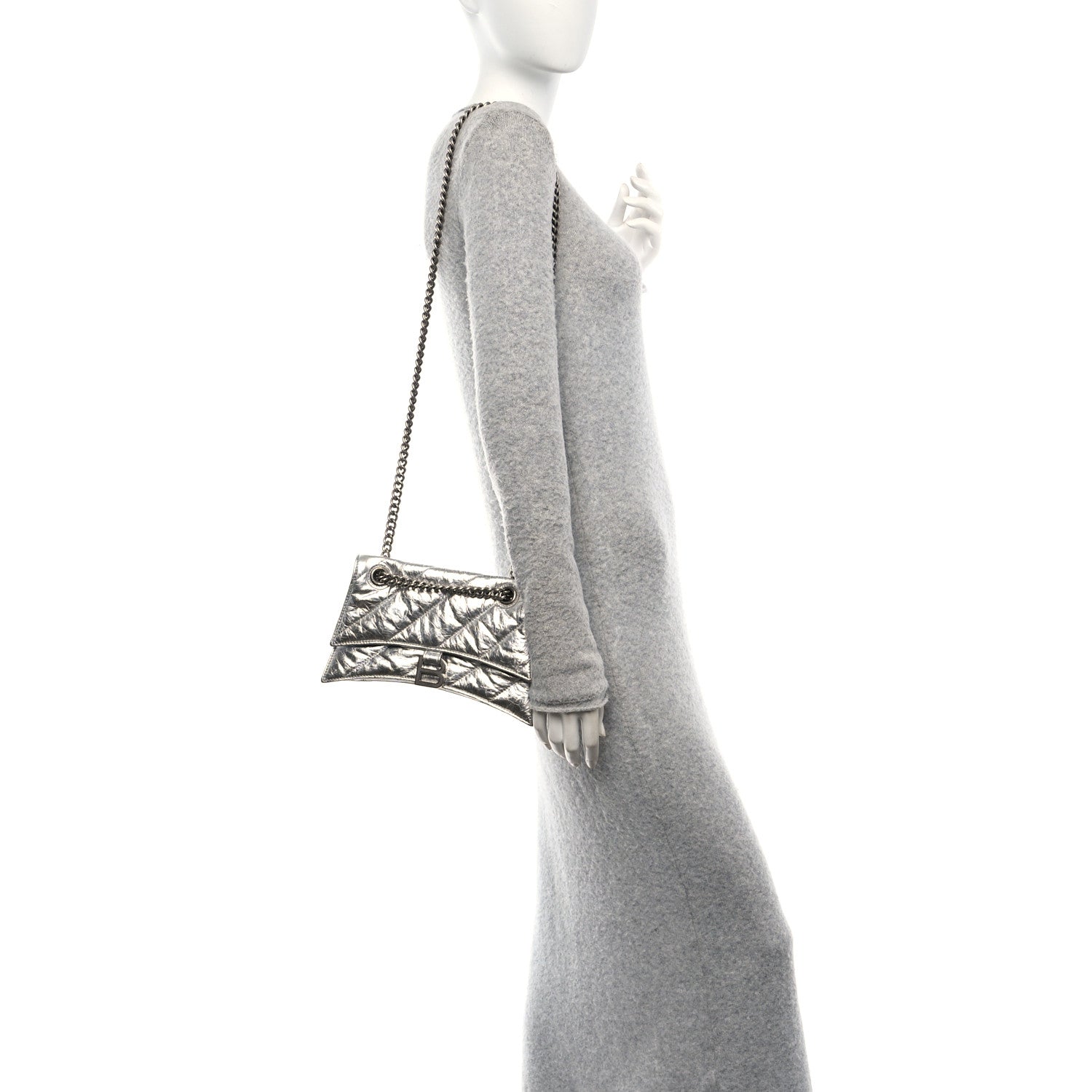 Balenciaga Crushed Calfskin Quilted Small Crush Chain Bag Silver 2 of 10