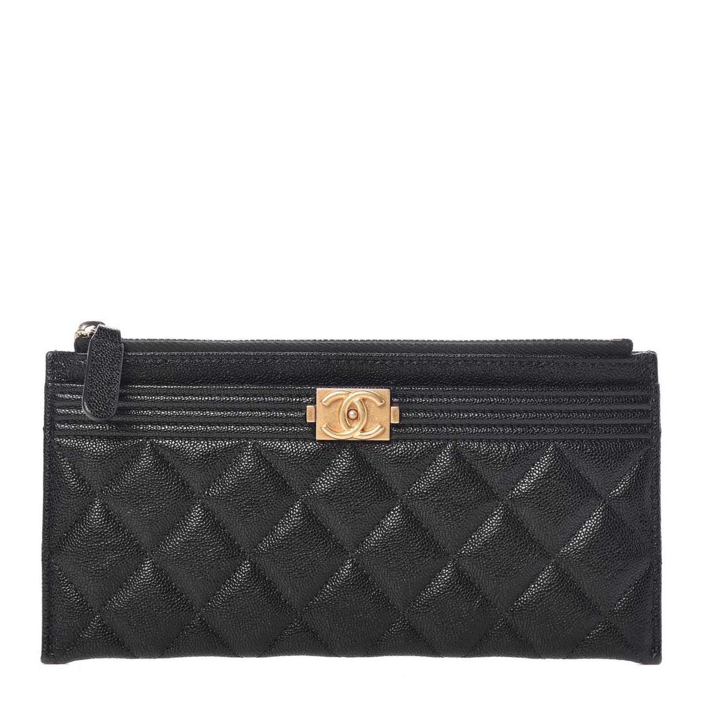 Caviar Quilted Classic Zip Boy Pouch Black