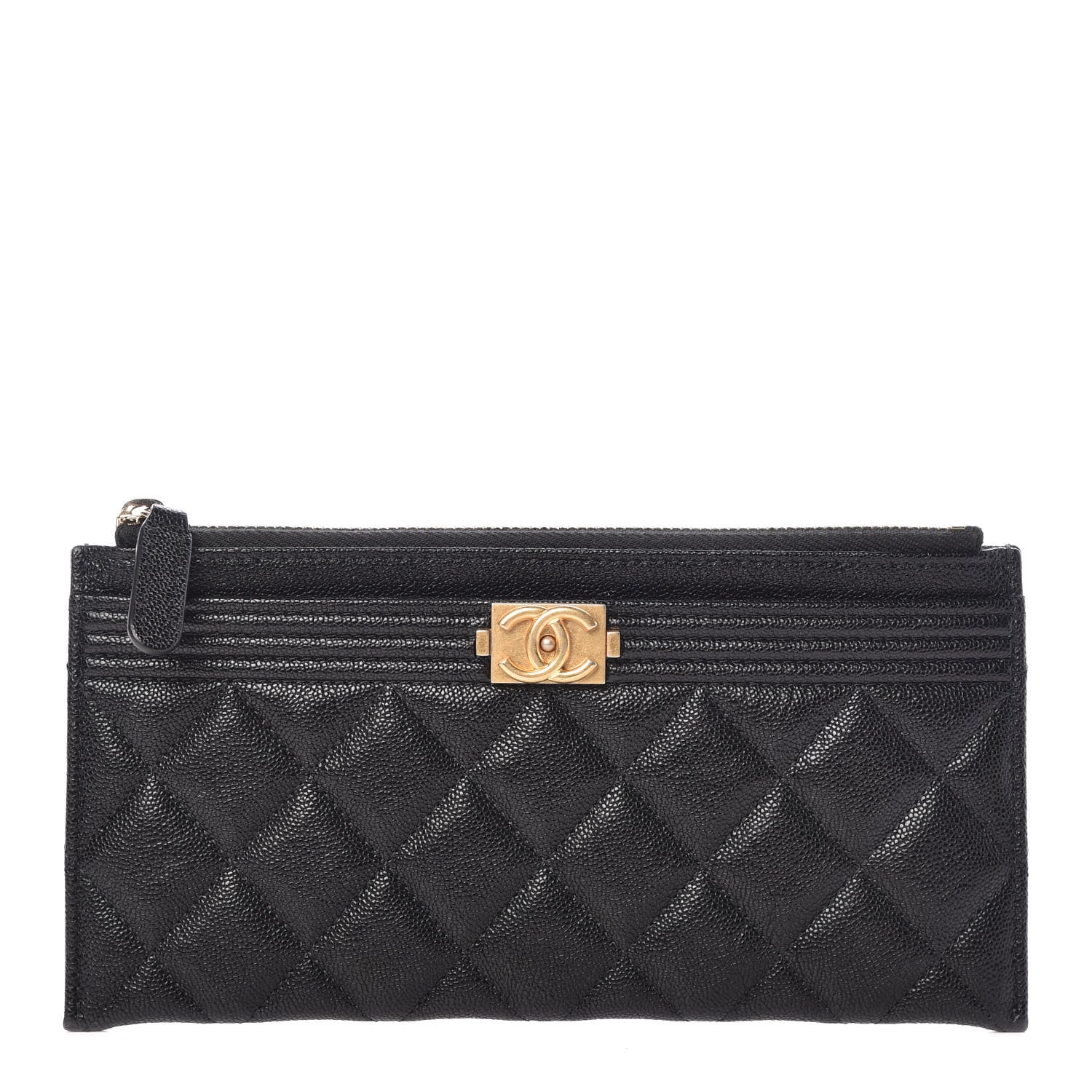 Chanel Caviar Quilted Classic Zip Boy Pouch Black 1 of 10