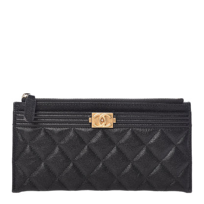 Chanel Caviar Quilted Classic Zip Boy Pouch Black 1 of 10