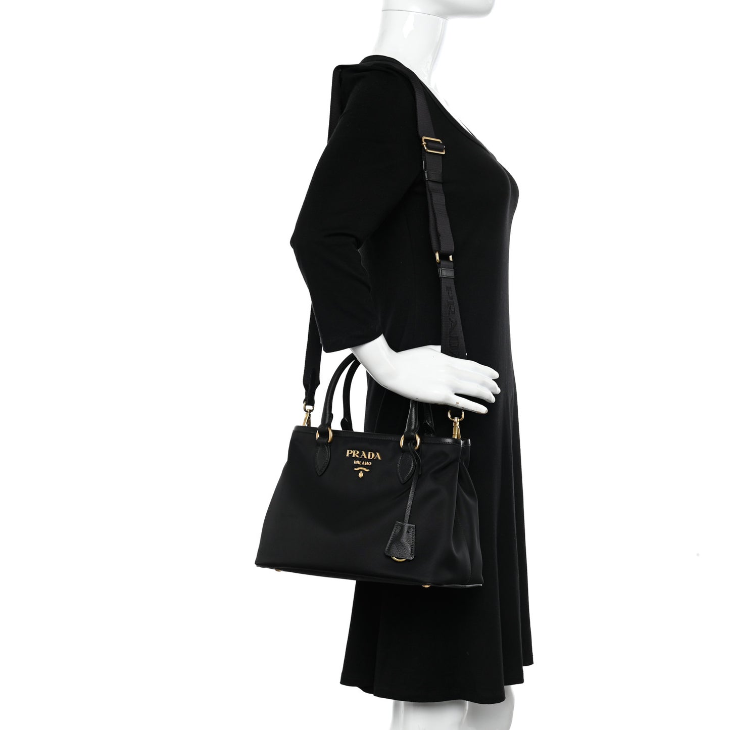 Tessuto Nylon Saffiano Small Tote Black