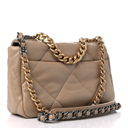 Chanel Lambskin Quilted Medium Chanel 19 Flap Dark Beige 3 of 9