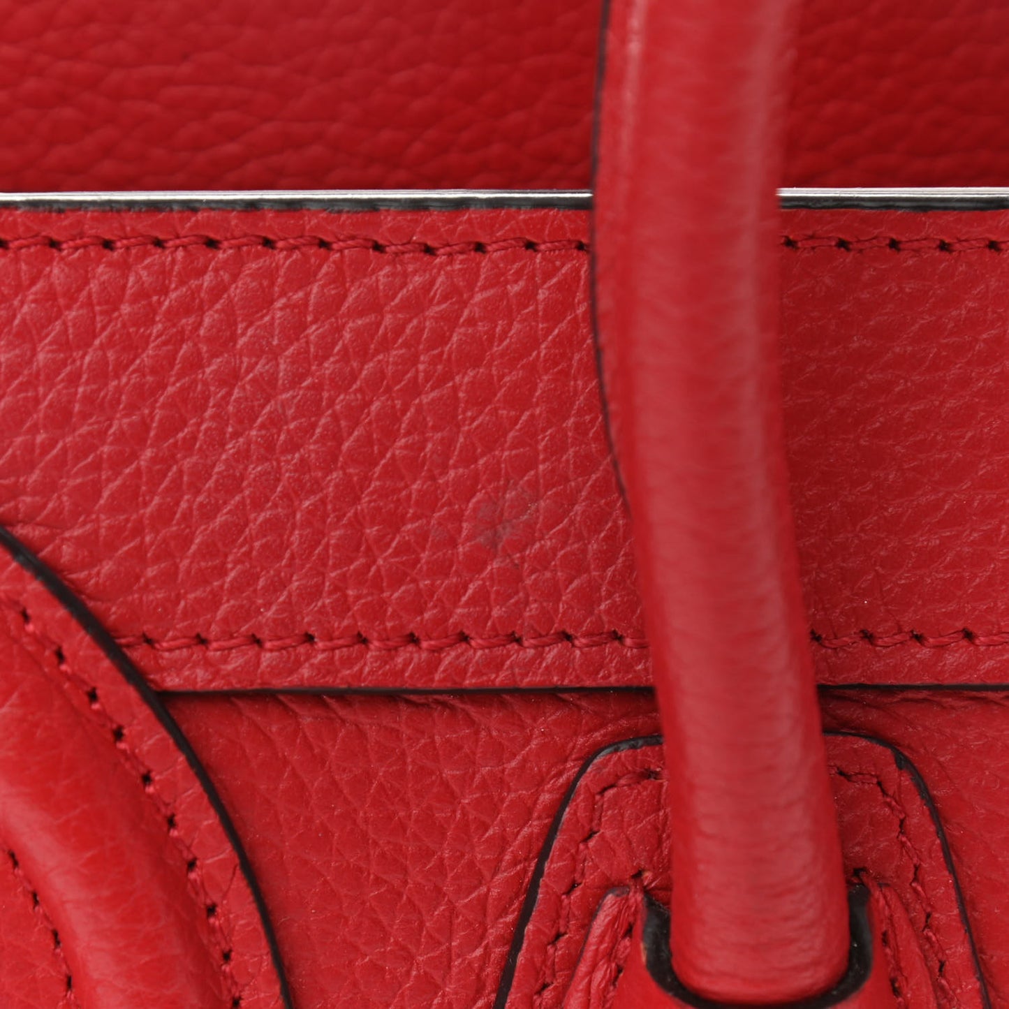 Drummed Calfskin Nano Luggage Red