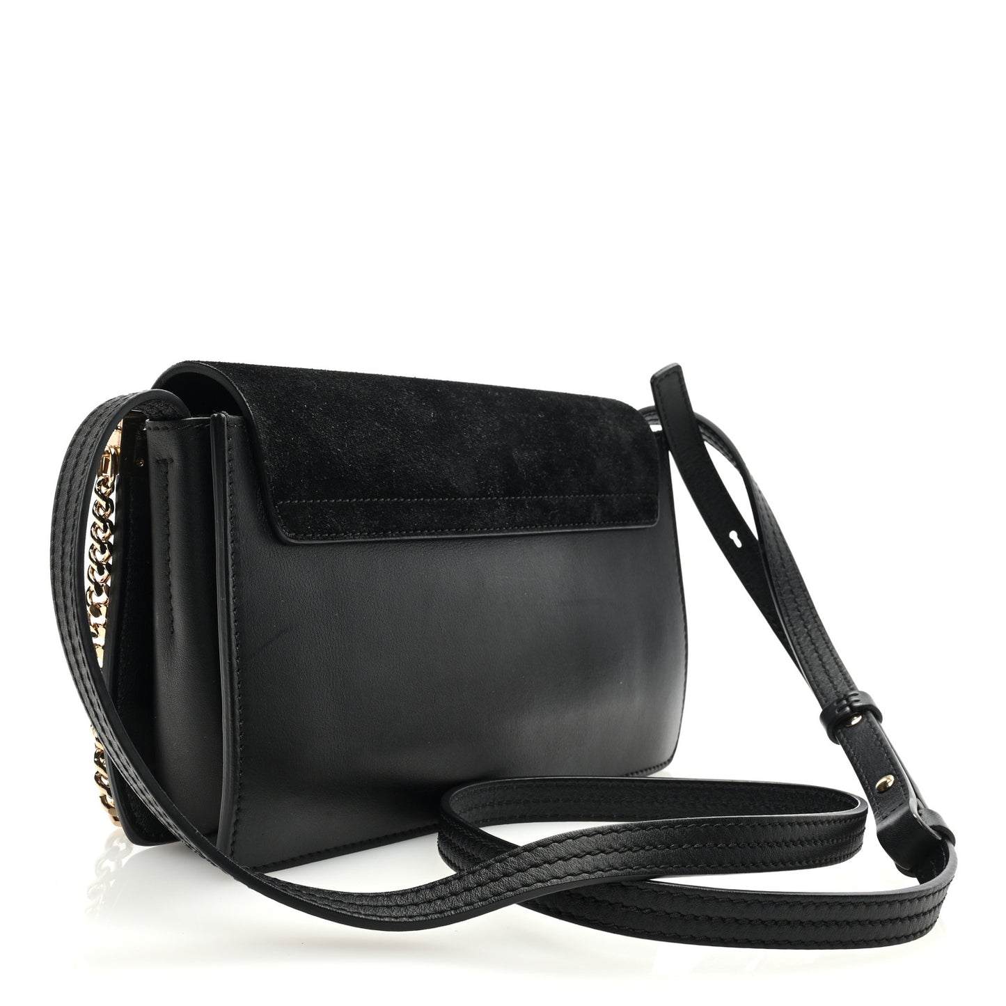 Suede Calfskin Small Faye Shoulder Bag Black