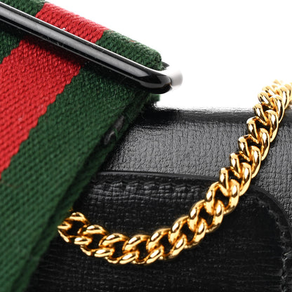 Gucci Azalea Calfskin Web Monochrome Horsebit 1955 Wallet On Strap Black 8 of 11