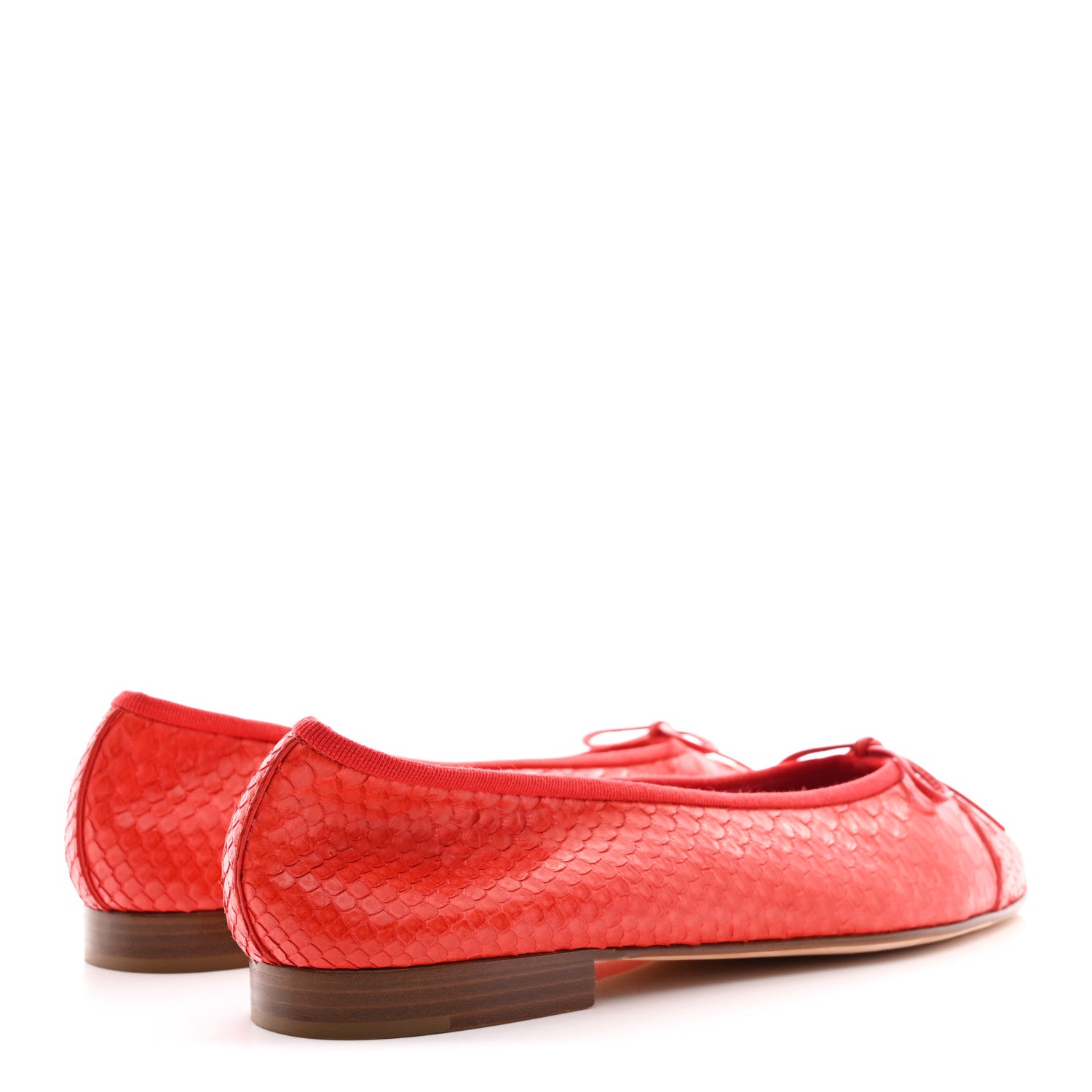 Chanel Snakeskin Cap Toe CC Ballerina Flats 40 Red 5 of 9