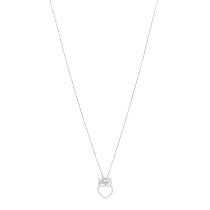 Roberto Coin 18K White Gold Diamond Tiny Treasures Outline Owl Pendant Necklace 1 of 5