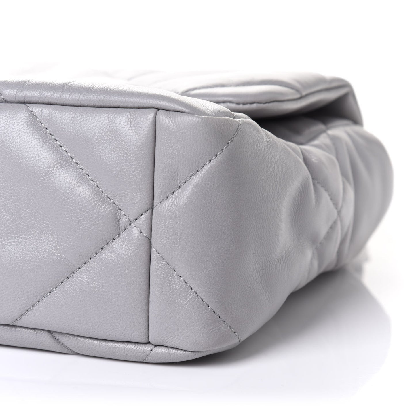 Goatskin Quilted Large Chanel 19 Flap Grey